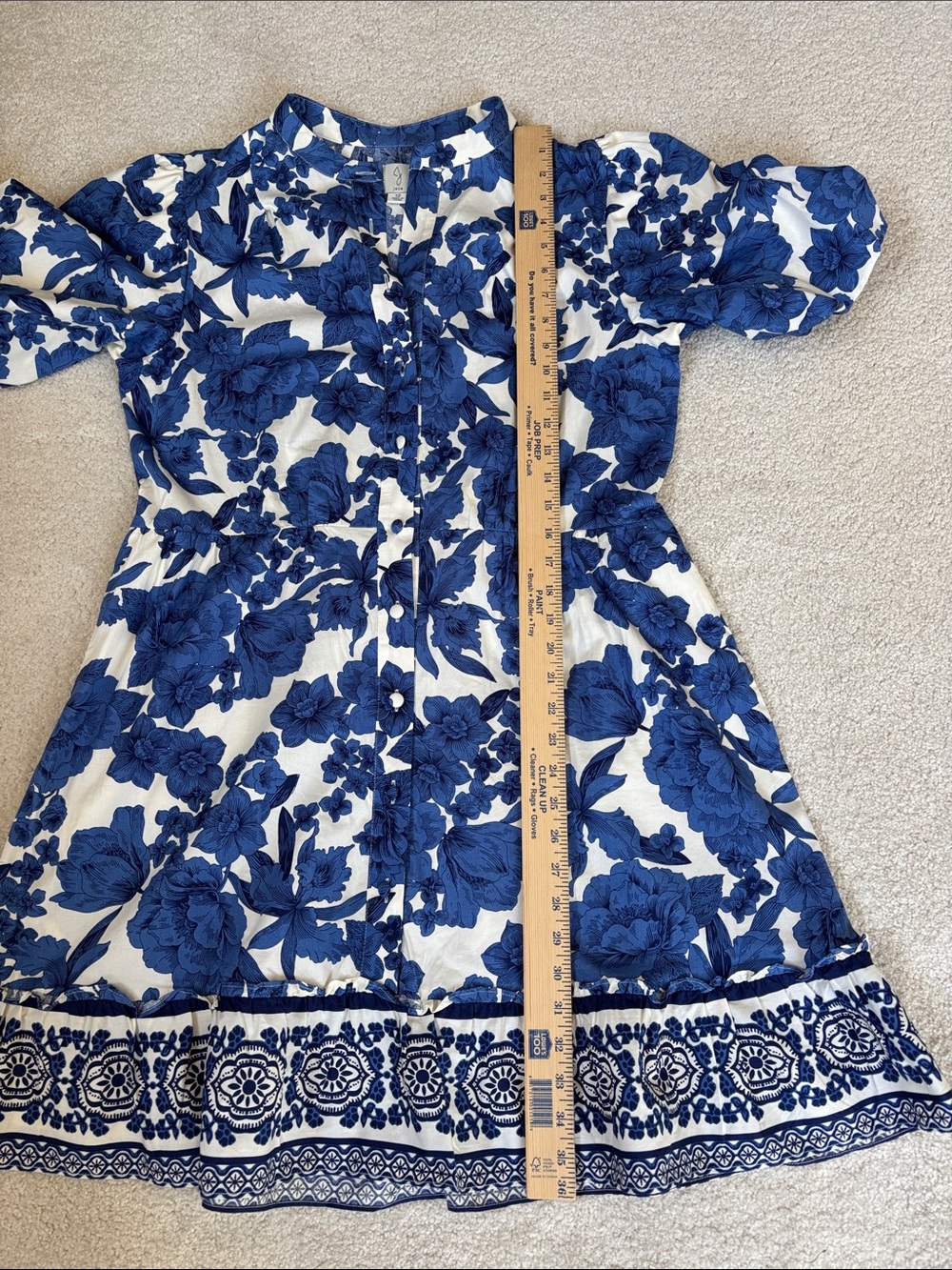 Joie Clemency Floral Puff Sleeve Belted Dress Blue Romantic Wedding Guest 12 - Picture 14 of 16